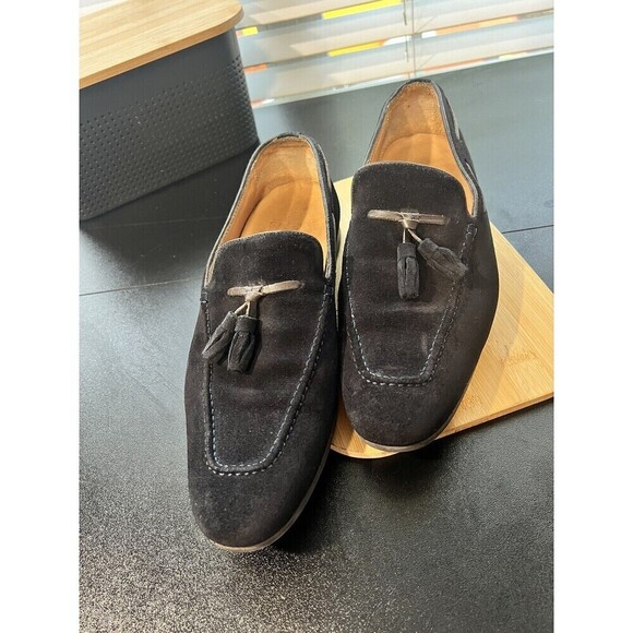 Sacoor Brothers Suede Deep Navy Blue Leather Loafers Made In Portugal  41 (8) main image 4